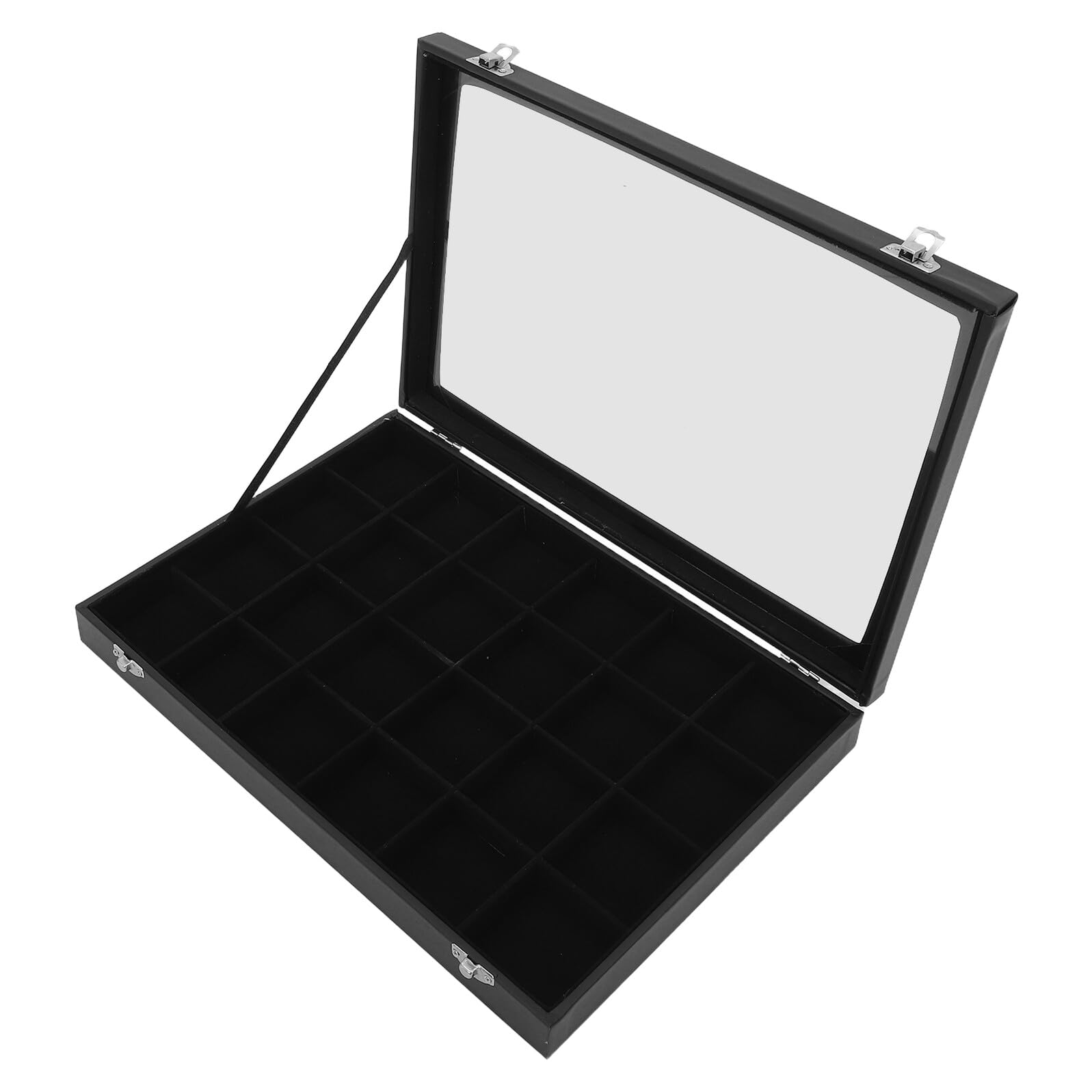 COLLBATH Boîte de Rangement Sachets de Thé 24 Compartiments 5x5x5 Cm Plastique Noir Couvercle Transparent Compartimenté pour Organisation la Cuisine Bureau Maison