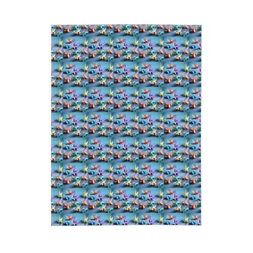 Couverture douce de prestige imprimé grues en papier origami : une pièce d'exception épaisse - 3