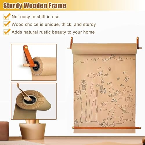 Distributeur de papier kraft mural pour bricolage, bureau et décoration de la maison – Système de rouleau facile pour une utilisation pratique