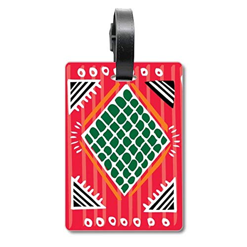 Étiquette d'identification valise motif totems rouge vert accessoire bagage voyage
