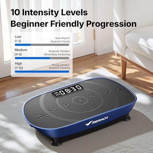 Image of MERACH Vibration Plate Exercise Machine, Curved Vibration Plate for Lymphatic Drainage Weight Loss, Vibrating Plate with Real-Time Calorie Tracking on LED Display, Workout Equipment for Home Women Men