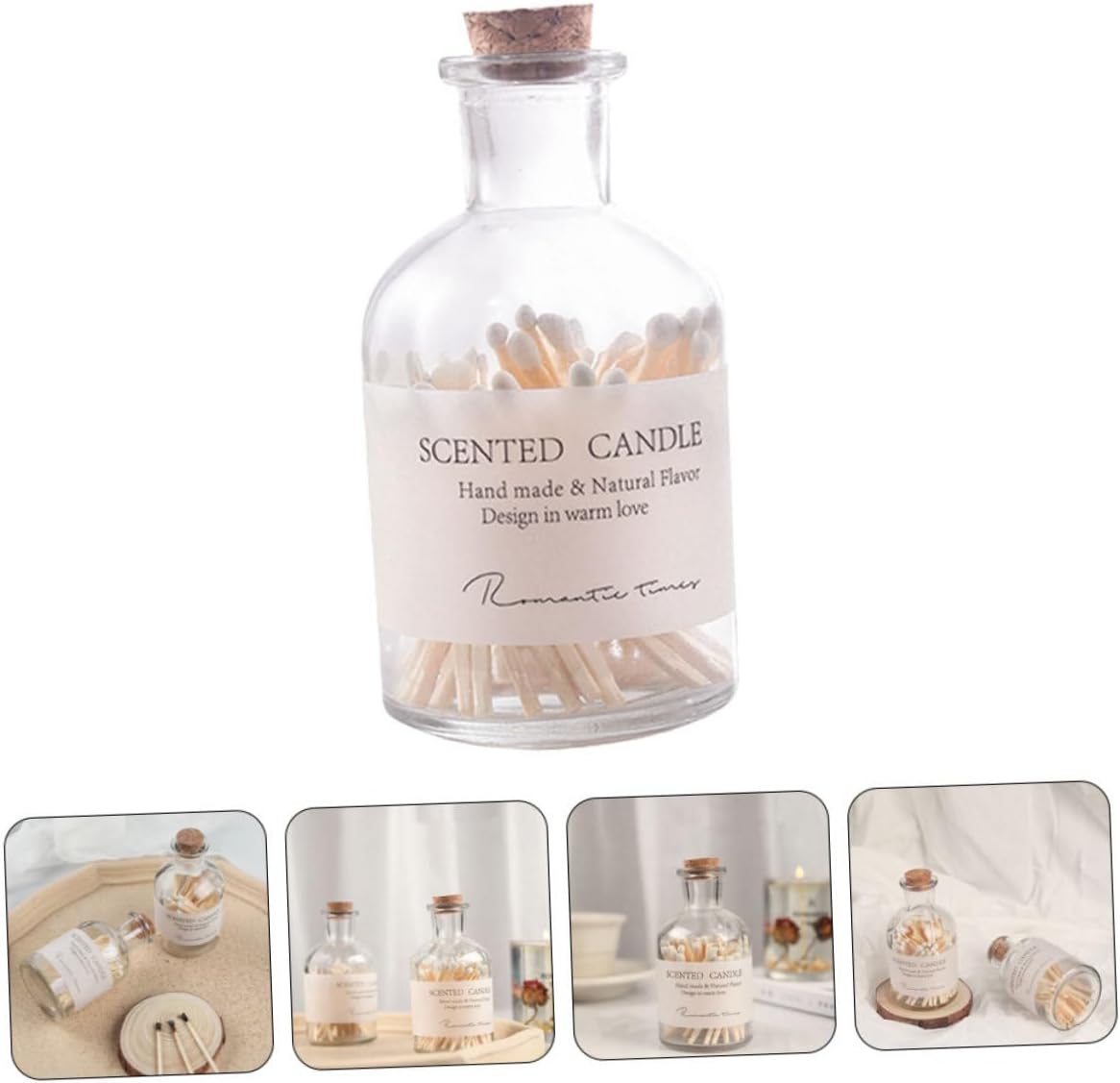 Cabilock Decorative Match Jar Bottle of Candle Matches with Glass Storage Jar for Home Decor Unique Wedding Elegant Design Fine Craftsmanship