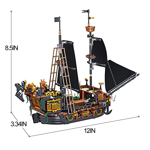 Zylegen Black Pearl Pirate Ship Building Blocks Kit,Sailboat Sets Pirate Micro Brick Toys Set For Ages 6+ Boys Girls,Gift For Adult Who Like Adventures Play,Not Compatible With Lego(1328Pcs) #TOP7