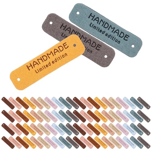 Etiquetas de cuero hechas a mano Mipcase, 100 uds de cuero PU multicolor para coser ropa