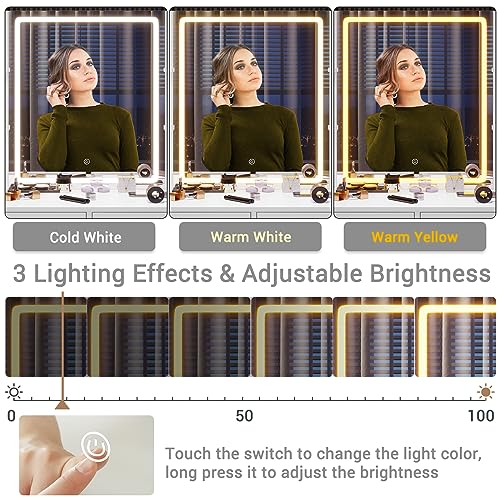 Bthfst Vanity Desk With Full Length Mirror And Lights, Makeup Vanity With Lights And Charging Station, Large Makeup Table With Drawers Shelves Cabinet, Vanity Table With Ambient Light, White And Gold #TOP2