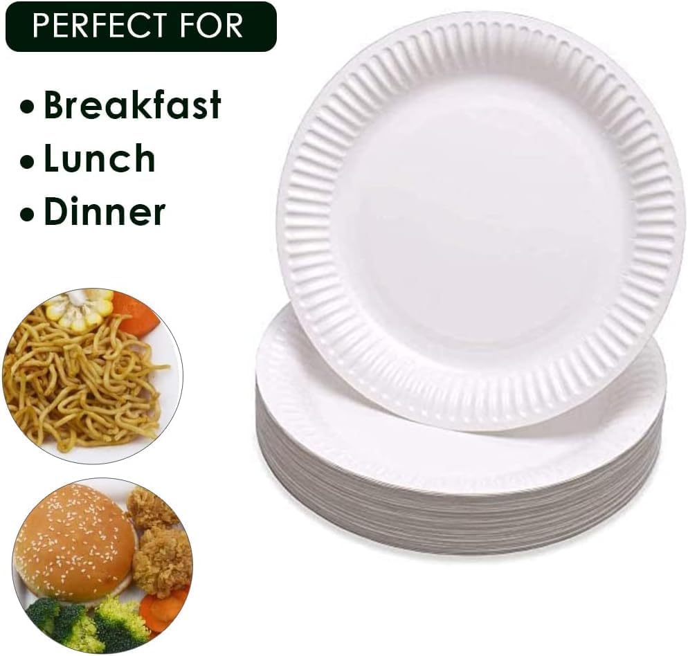 Pack of 100, Paper Plates 15cm / 6", Disposable Paper Plates, HOT & Cold Foods, Used for Birthday Party, Christmas Party, Picnic, BBQ's, Disposable - Image 6