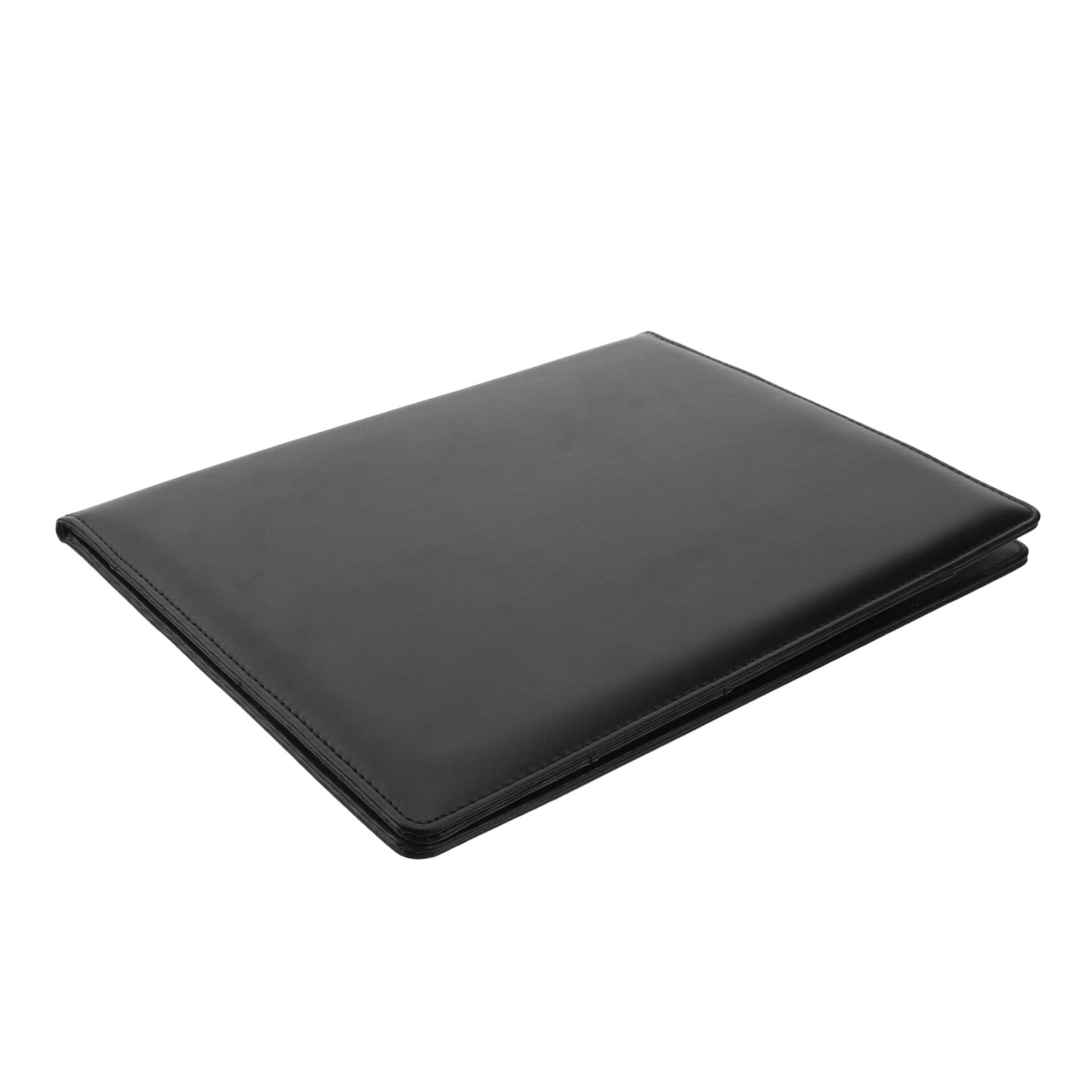 Leder Dokumentenmappe Multifunktionaler Organizer mit Edelstahlklammer Schreibblock Stifthalter für Büro Schule Konferenzen Schwarze Premium Mappe für Akten und Unterlagen