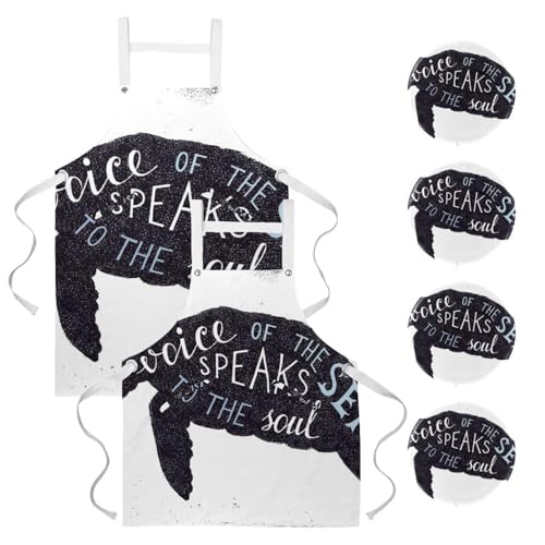 Tablier de cuisine restaurant tortue de mer multicolore pour pâtisserie bistrot et travail