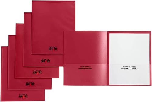 School Smart Take Home - Carpetas resistentes, color rojo, paquete de 24