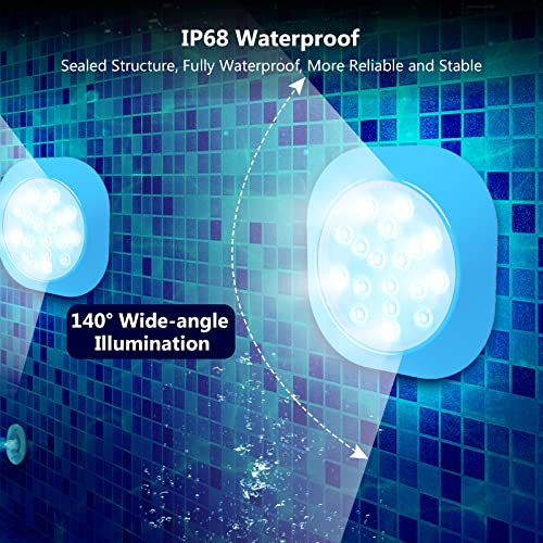 LyLmLe Rechargeable Submersible LED Light, 14 cm Colour RGBW IP68 Waterproof Pool Lamp with Remote Control - Image 4