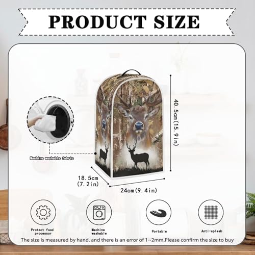 Image of Talayituse Elk Hunting Camo Forest Print Blender Dust Cover, Fingerprint Protection Cover for Stand Mixer or Coffee Machine, Home Kitchen Appliance Covers for Stain Dust Resistant Supplies