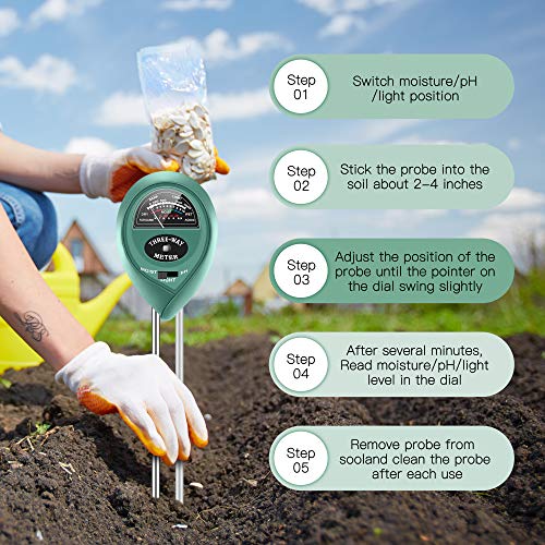 image for HACOON Soil Moisture Sunlight Ph Test Meter,Soil Tester Meter, 3-in-1 