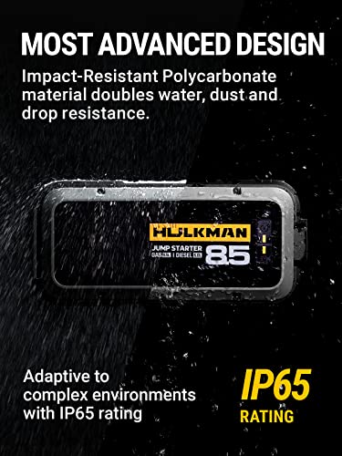 HULKMAN Alpha85 Smart Jump Starter 2000 Amp 20000mAh Car Starter for up to 8.5L Gas and 6L Diesel Engines with Boost Function for Totally Dead Battery 12V Lithium Portable Car Battery Booster Pack - Image 6
