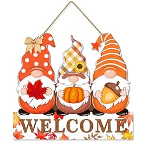 Fall Welcome Door Sign Decor Gnomes Fall Hanging Sign Thanksgiving Wooden Signs Decorative Wall Plaque Rustic Front Door Yard Farmhouse Home Autumn Harvest Decorations