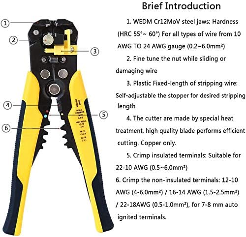 Wire Stripper - ZONPOR 8"Heavy Duty Wire Crimper Tool, Automatic 3 in 1 Multi-Function Wire Pliers (22AWG-8AWG) for Electric Cable Stripping, Cutting, Crimping