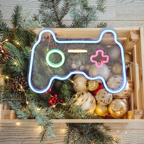 Lampe néon manette de jeu bleue LED pour déco de chambre gamer et salon - 6