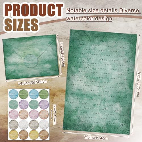 Image of TaoBary 160 Pcs Stationery Paper Set 50 Double Sided Stationery Papers with 50 Matching Envelopes and 60 Round Dot Sticker, 10 Design (Vintage,8.25 x 5.5 Inch)