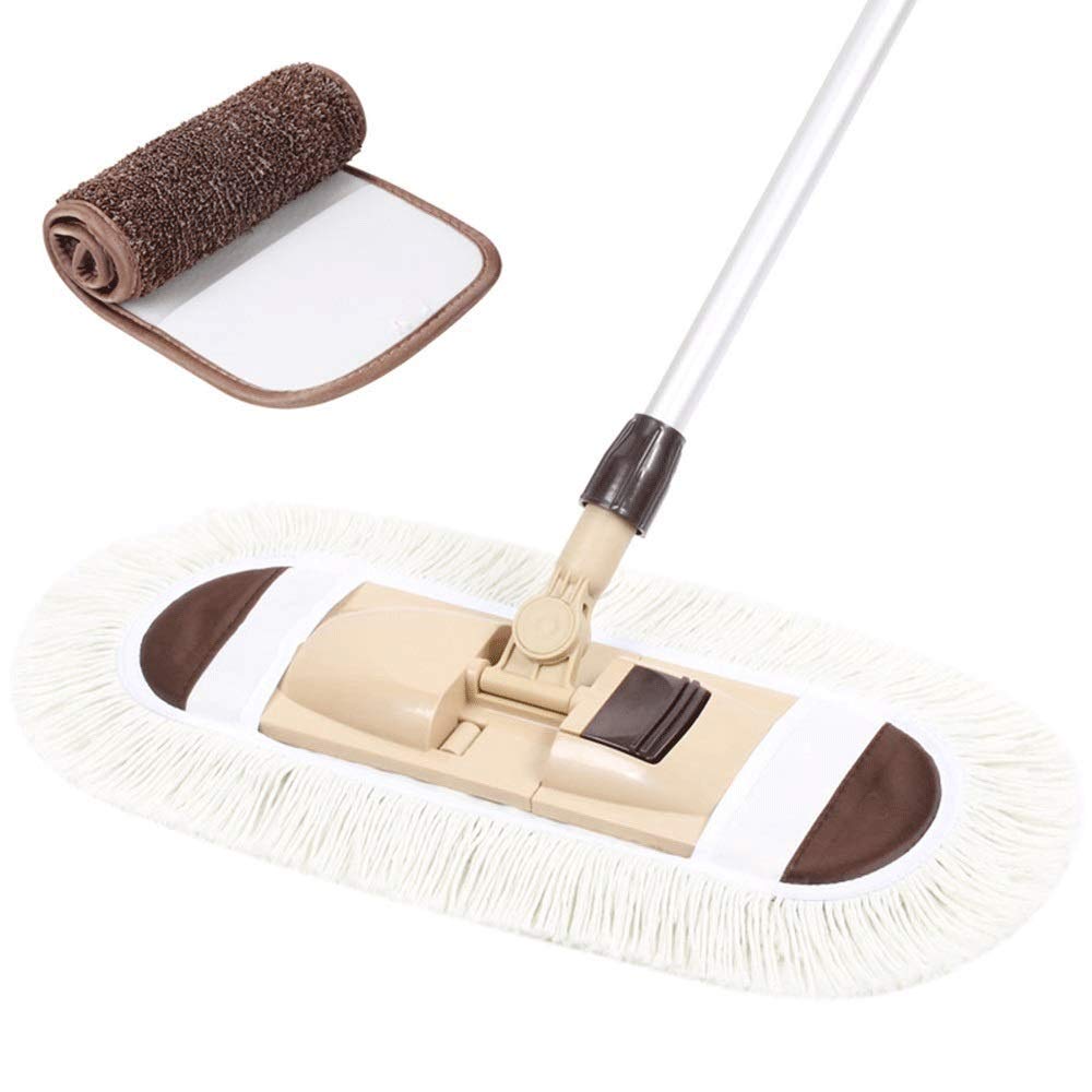 Mop - Mop de Polvo Mop de Microfibra para Pisos de Madera Dura con Mango Ajustable Extensible y 2 recambios de trapeador para Limpieza de Pisos húmedos o Secos