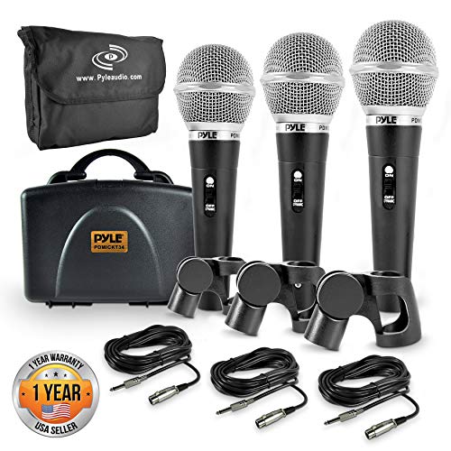 Pyle 3 Piece Professional Dynamic Microphone Kit Cardioid Unidirectional Vocal Handheld Mic (Pdmickt34) & On-Stage Foam Ball-Type Microphone Windscreen, Black #TOP1