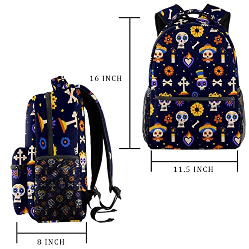 Sac à dos Jour des morts imprimé avec porte-bouteille intégré taille medium mixte
