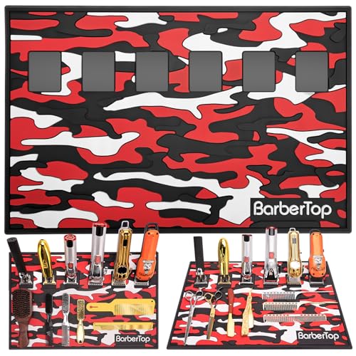 6 Magnetic Barber Mat, 12.5 x 19 Anti-Slip Barbershop Station Mats for Clippers, Salon Organizer Table Pad, Hairstylist Scissors Pad for Desktop Organization, Prevents Scratches