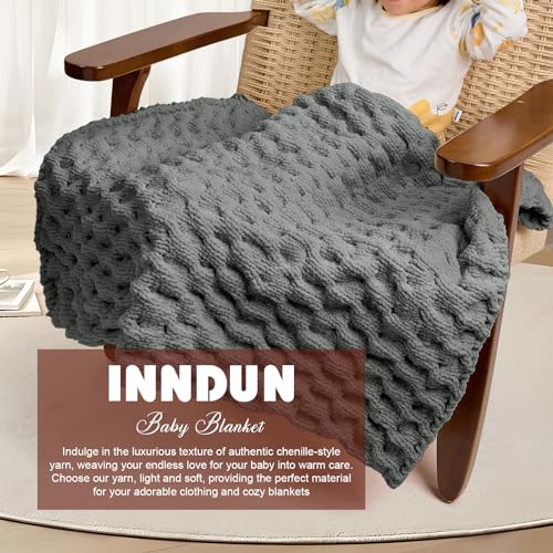 Image of INNDUN Blanket Yarn 100g /3.5oz - Dark Grey Chenille Yarn 6 Super Bulky - 72 Yards - Knitting, Crocheting & Crafts Chunky Yarn