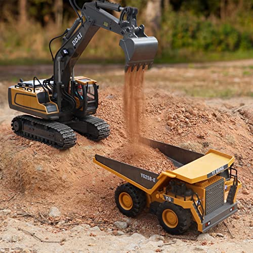 Image of DDAI Remote Control Construction Dump Truck Toy - RC Dump Truck Toys- Construction Toys Vehicle- RC Truck Toys for 8 9 10 11 12 Year Old Boys and up- Toy Trucks