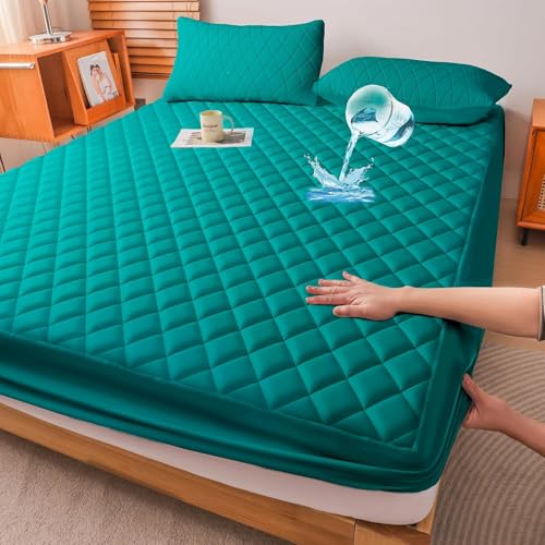 Image of 100% Waterproof Mattress Protector Cotton Quilted Bed Protector Queen Size Breathable Noiseless Ultra Soft | Elastic Fitted Mattress Cover | Bed Cover (Grey, Queen Size - 5x6 ft (60x72)