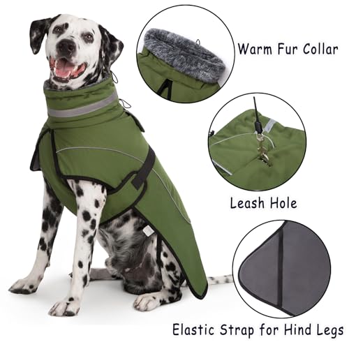Axcimond Mantel Hund Wasserdicht Winter Hundemantel Warm Wasserdicht Hundejacke Fleece Hundepullover Hundemantel mit Fellkragen Reflektierend Winterjacke für Kleine Mittlere Große Hunde Regenmantel