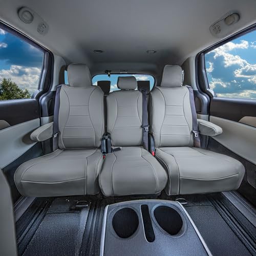 FH Group Custom Fit Seat Covers Compatible with Kia Carnival 2022–2025 Full Set Seat Covers for Kia Minivan, Faux Leather Minivan Seat Covers, Solid Gray by FH Group - Image 4