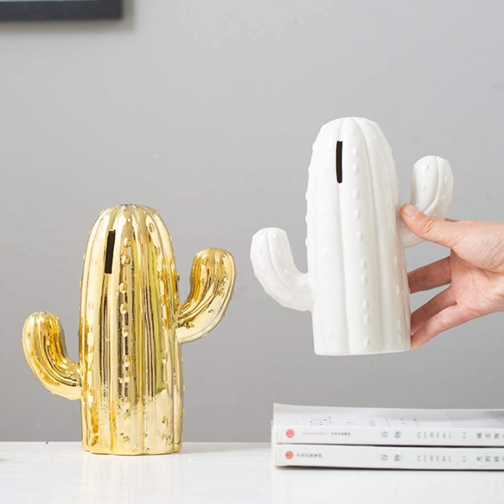 Spardose Sparschwein Das Kaktusförmige Sparschwein Kann Im Wohnzimmer Und In Der Heimdekoration Platziert Werden. Nordische Kreative Persönlichkeit Aus Keramik Spardosen (Color : Bianco)