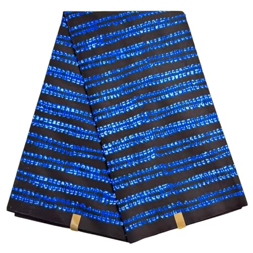 CDTYDST African Ankara Fabric Navy Blue Polyester Tribal Print 6 Yards x 45 Inches Dashiki Wax Pattern for Party Dress Making