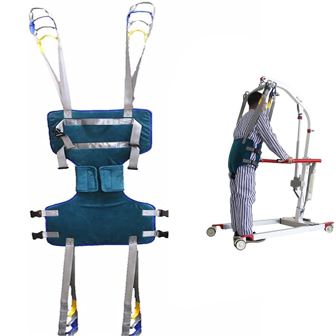 BLUEZY Cinturón De Transferencia Médica ​Elevación, Arnés Elevación Paciente Cuerpo Comple, Arnes Gruas para Enfermería Personas Mayores para Enfermería, Anciano, Discapacitado Large