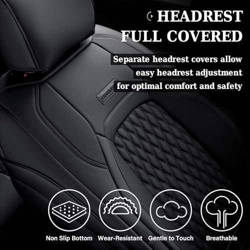 Image of Coverado Seat Covers Full Set for 2013-2017 Jeep Wrangler 4 Door, Waterproof Black Car Seat Protector for Truck Automotive Custom Fit for Jeep Wrangler, Full Coverage Wrangler Seat Custions