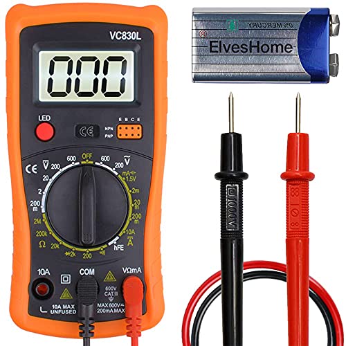 Digital Multimeter Pocket Multi Continuity Tester Multimeters Multifunction Voltmeter Ammeter Ohmmeter AC DC Ohm Volt Amp& Diode Voltage Meter with Backlight LCD& Protective Case, Dual Fused Anti-Burn