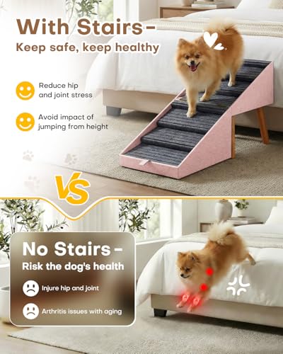Image of Dog Ramp for Bed & Couch, Foldable Dog Stairs 21.06 inch inches High