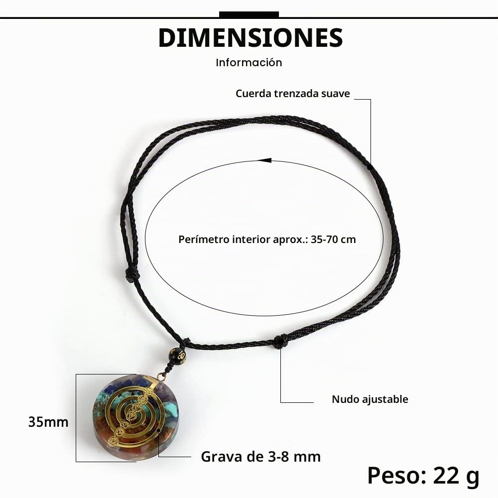 Orgonite 7 Chakra Colgante Collar, Meditación Orgonita Balance EMF Protección Cristales Dowsing Colgantes para Mujeres y Hombres