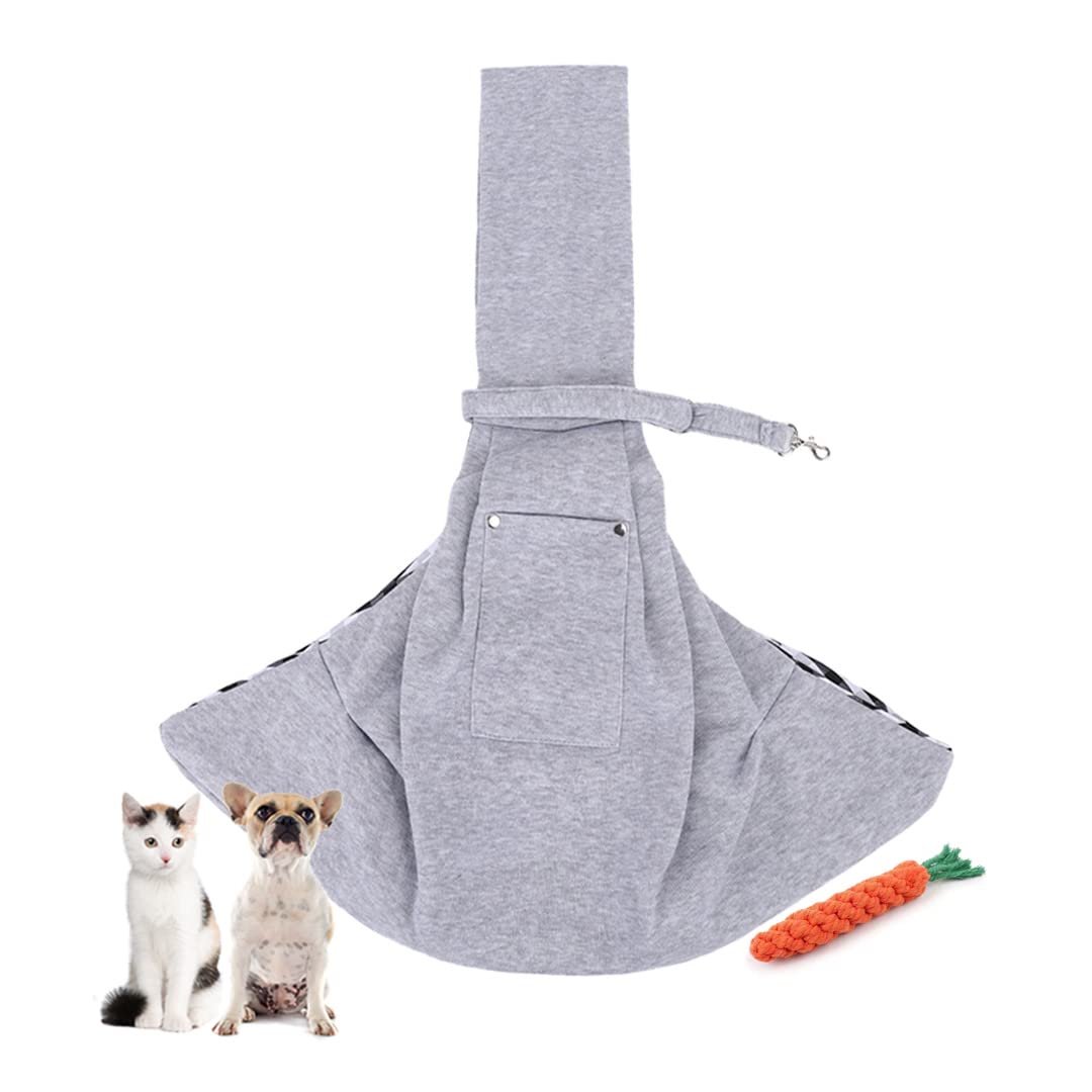 Treer Puppy Carrier Hands-Free Dogs Carrier 5kg Dog Carriers for Small Dogs, Wide-Shoulder Strap Cat Rabbit Puppy Sling for Outdoor Party Travel (One size,Grey)