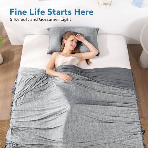 Image of HOMFINE Cooling Blanket for Hot Sleepers Throw, Black 50 inchx70 inch | Dual-sided mica nylon cool, Q-Max 0.439 instant cool, Lightweight & breathable for night sweats & menopause, Machine washable