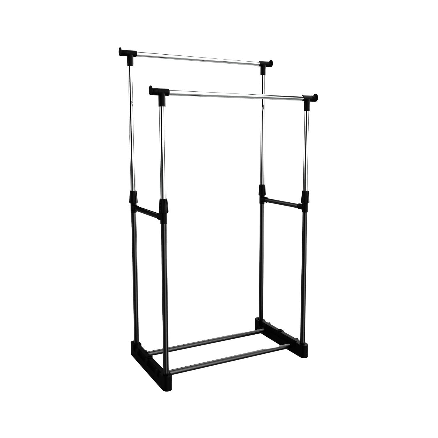  THINIA HOME Perchero de Pie Doble Barra Plateado | Ideal para Vestidor y Dormitorio | Gran Capacidad y Diseño Industria