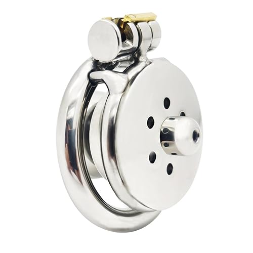 Flat Chastity Cage with Funnel Pee Mop Stainless Steel Chastity Lock for Men Penis Cage Man Lock Design, Good Concealment, Penis Cage for Men, SM Sex Toys (50mm) - 50mm