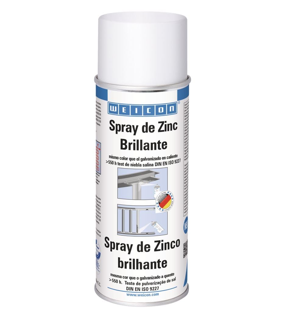 WEICON Spray Zinc brillante | 400 ml | Protección catódica anticorrosiva de larga duración