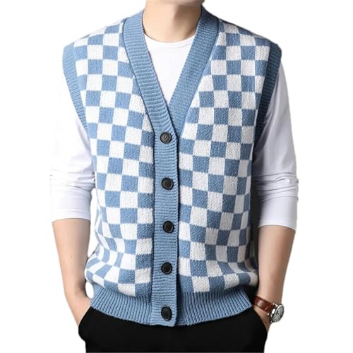 Amazon.com: XJRJ Men Plaids Vest Knit Checkered Checkboard Buttons