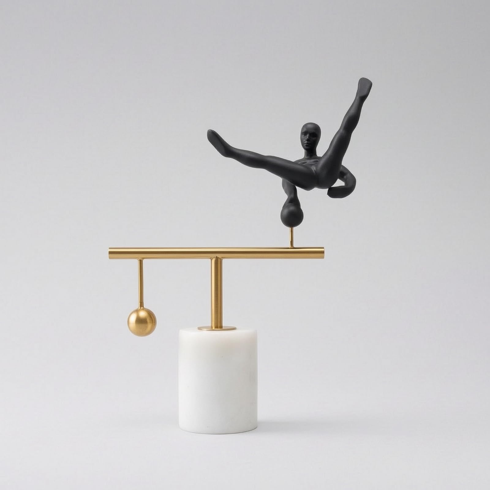 Figura Decorativa de Resina Escultura de Figura Humana Estatua Adorno Geométrico Ornamento de Mesa con Esfera Colgante y Base de Mármol Adecuada para Salón Estudio Rincón de Oficina