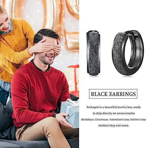 Pendientes de aro negros góticos en plata 925, el regalo de joyería ideal 7