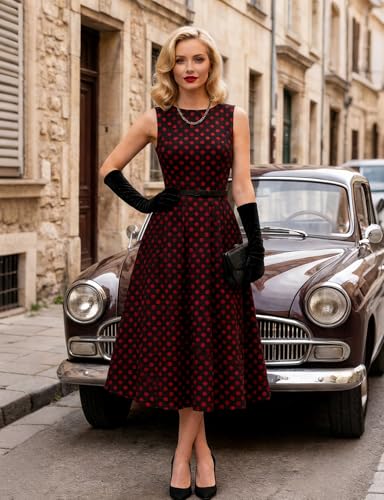 Image of Simple Flavor Women's Vintage Dress Sleeveless O-Neck Party Cocktail Dress