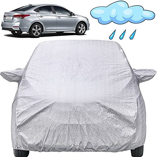 Image of NexGen Verna Waterproof Car Cover with Mirror Pockets, Shinning Silver Design, Non Woven Fabric,Triple Stitched, Compatible with Hyundai NexGen Verna Car Cover (2017 to 2022), Car Accessories