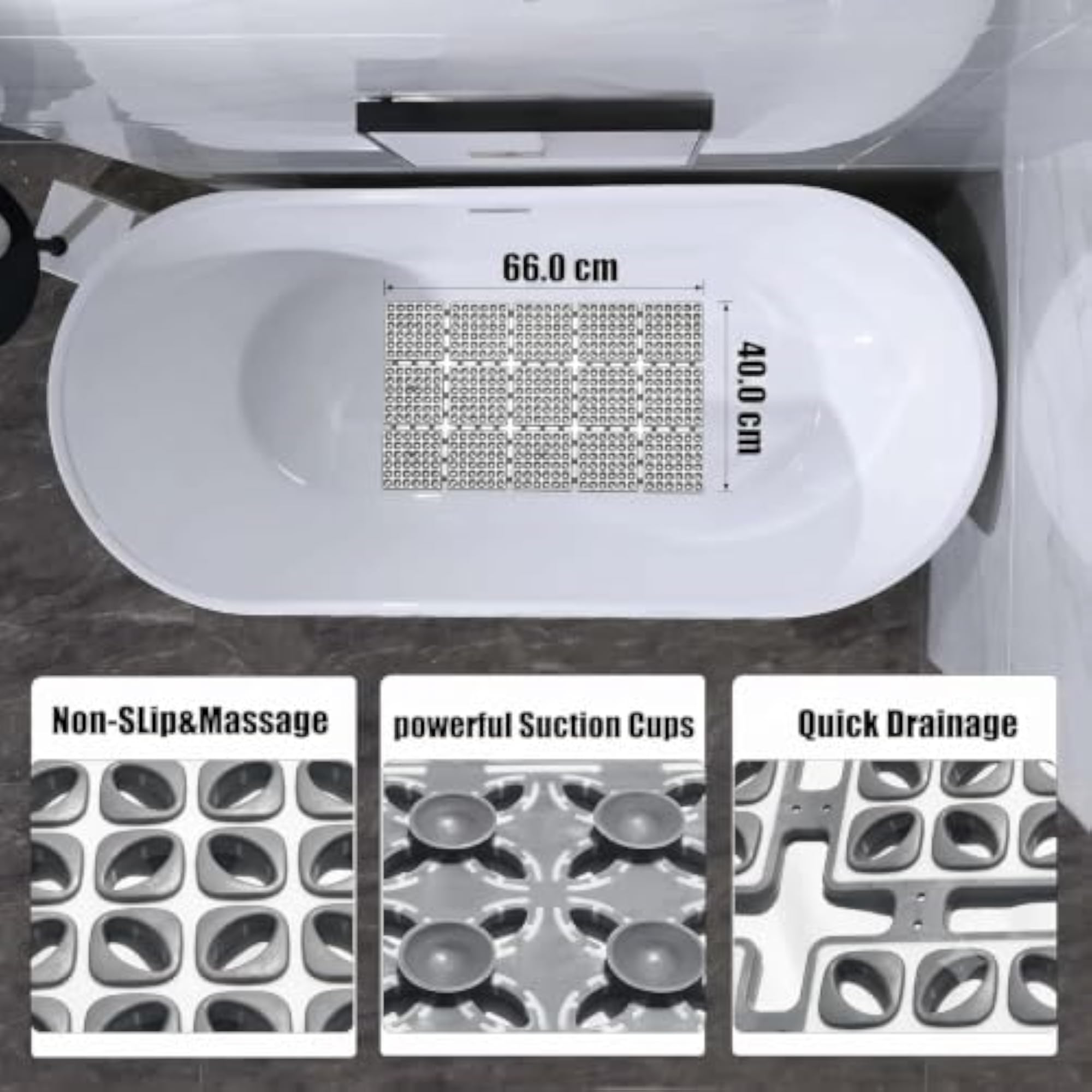 Foldable Shower Mat with Strong Suction Cups
