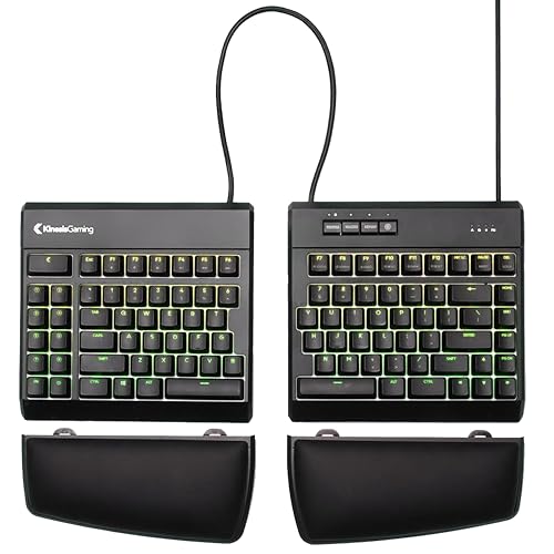 Image of KINESIS Gaming Freestyle Edge RGB Split Mechanical Keyboard | Cherry MX Speed Silver Switches | RGB | Ergonomic | Detachable Palm Support | Fully Programmable | TKL | Available Tenting
