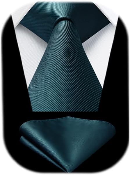 Mens Ties Solid Color Ties for Men Formal Necktie with Pocket Square Set Satin Silk Neck Tie Handkerchiefs Set